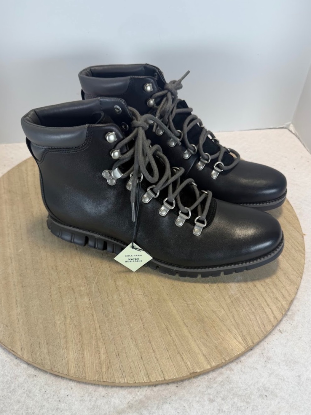 Cole Haan Zerogrand Water Resistant Leather Hiker Boots Men’s 9.5 Black NWT